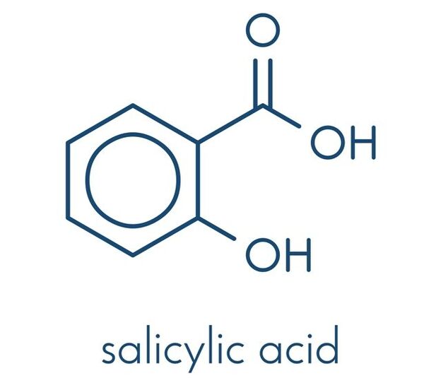 Formula strutturale dell'acido salicilico